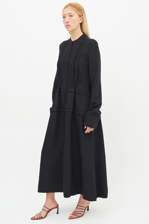 Jil Sander Black Long Sleeve Button Dress