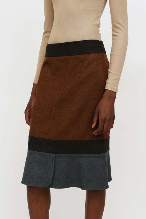Jil Sander Brown & Grey Wool Skirt