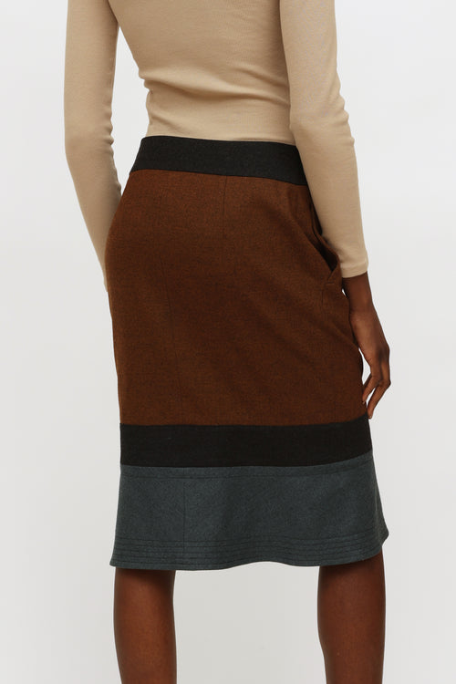 Jil Sander Brown & Grey Wool Skirt