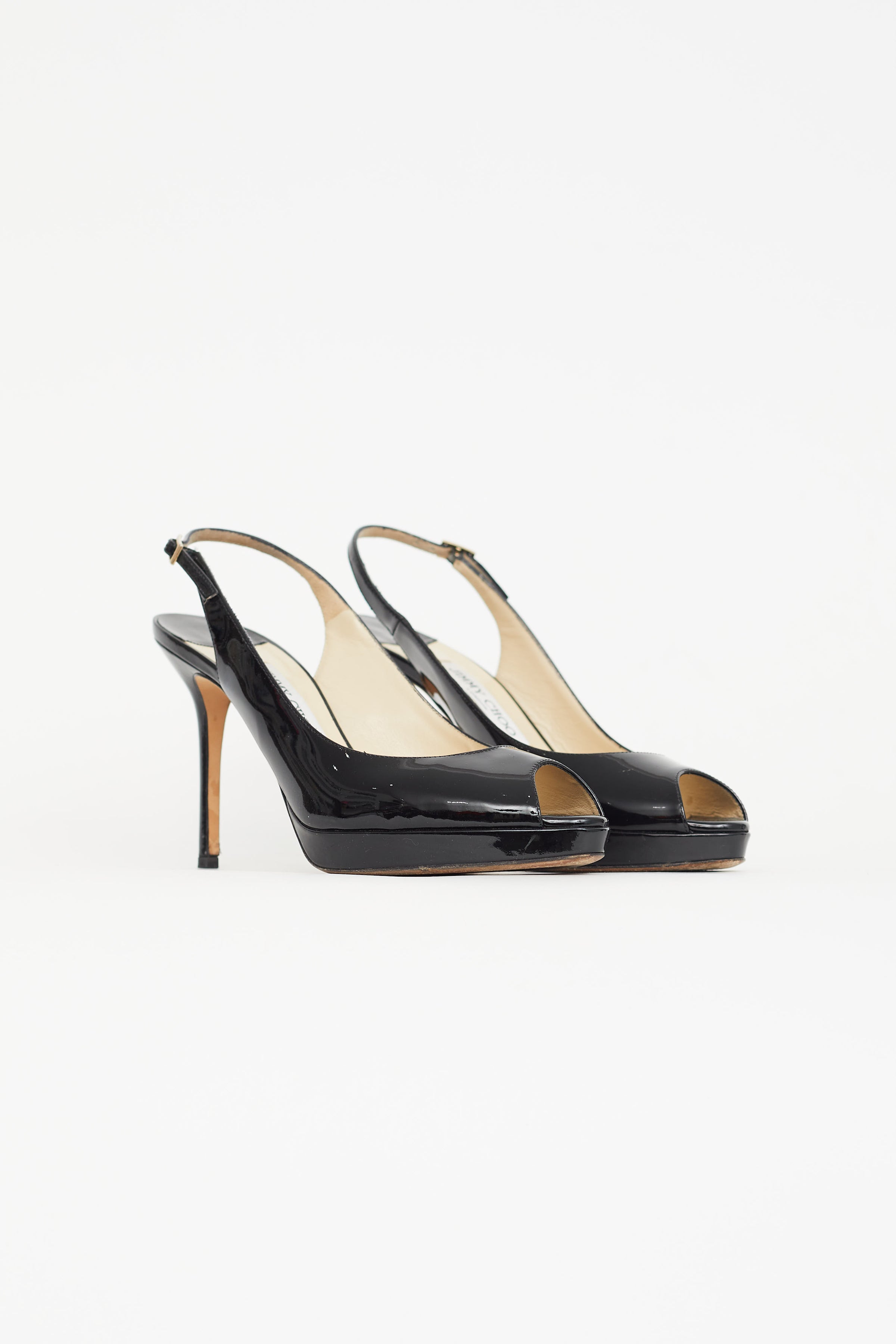 Jimmy Choo Black Patent Leather Nova 100 Slingback Heel VSP