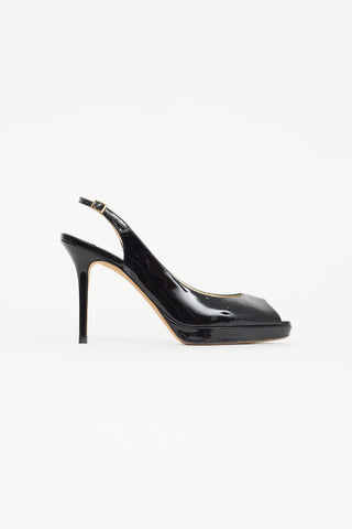 Jimmy Choo Black Patent Leather Nova 100 Slingback Heel