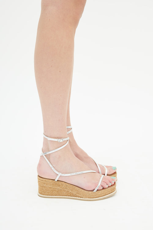 Jimmy Choo Brown & Silver Drive 60 Platform Espadrille