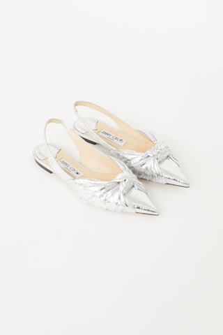 Jimmy Choo Silver Annabell Slingback Flat