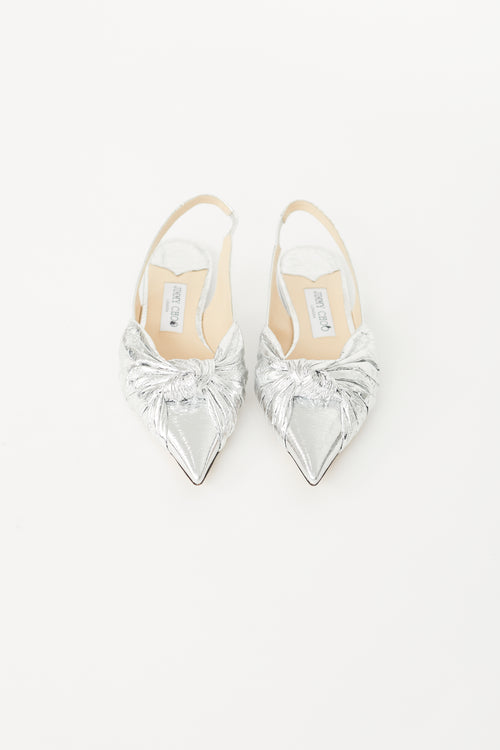 Jimmy Choo Silver Annabell Slingback Flat