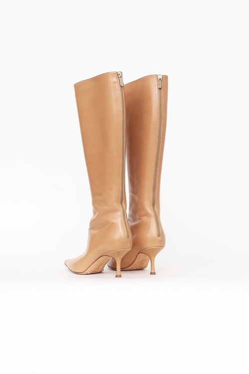 Jimmy Choo Beige Leather Mid Calf Boot