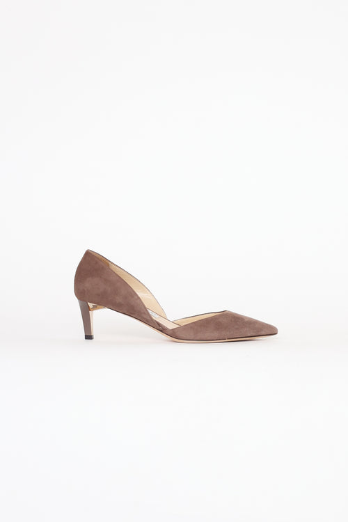 Jimmy Choo Brown Suede D'Orsay Pump