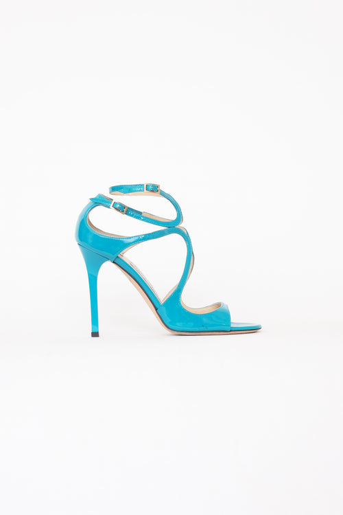 Jimmy Choo Teal Patent Leather Strap Pump