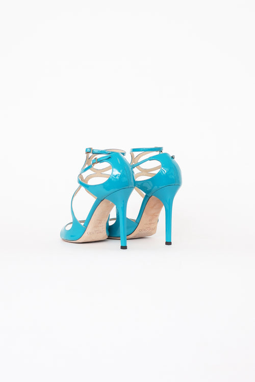 Jimmy Choo Teal Patent Leather Strap Pump