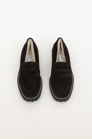 Jimmy Choo Black Suede Deanna Penny Loafers