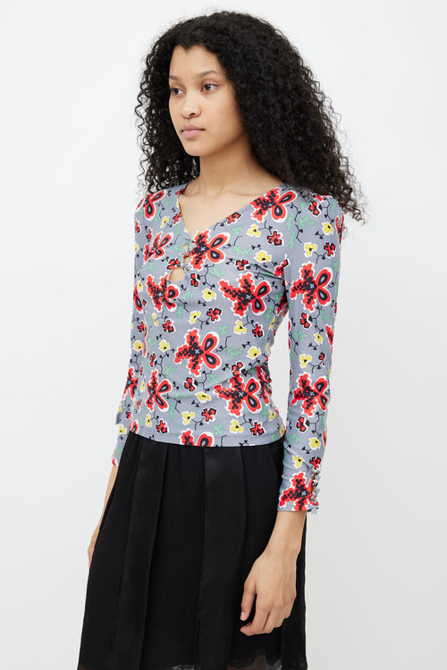 John Galliano Grey & Multi Floral Print Shirt