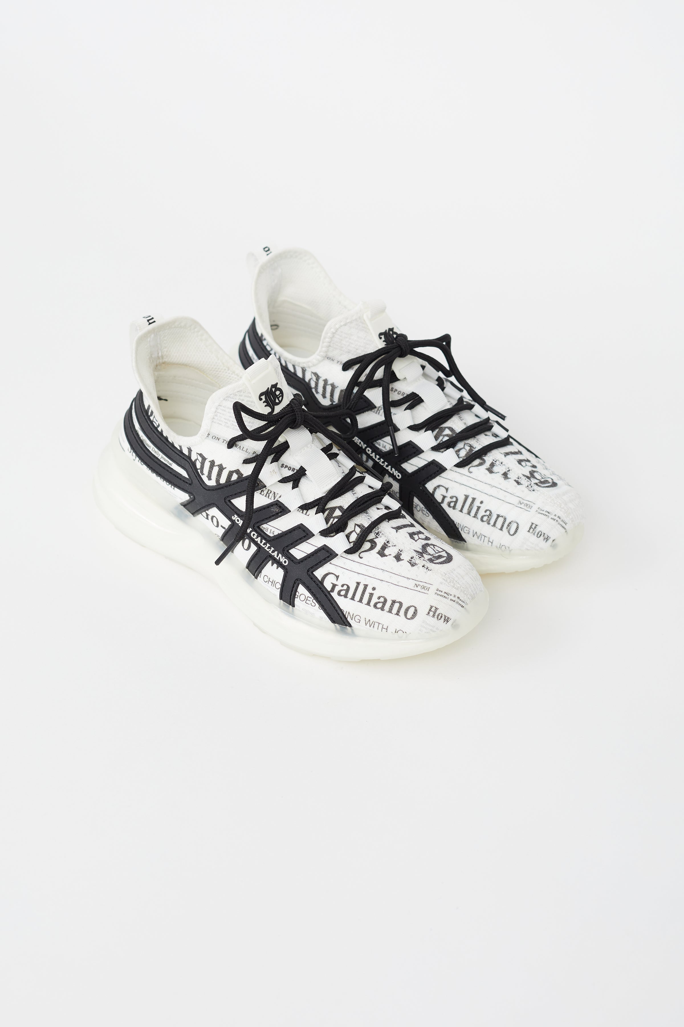 John Galliano // White & Black Newspaper Print Knit Sneaker – VSP ...