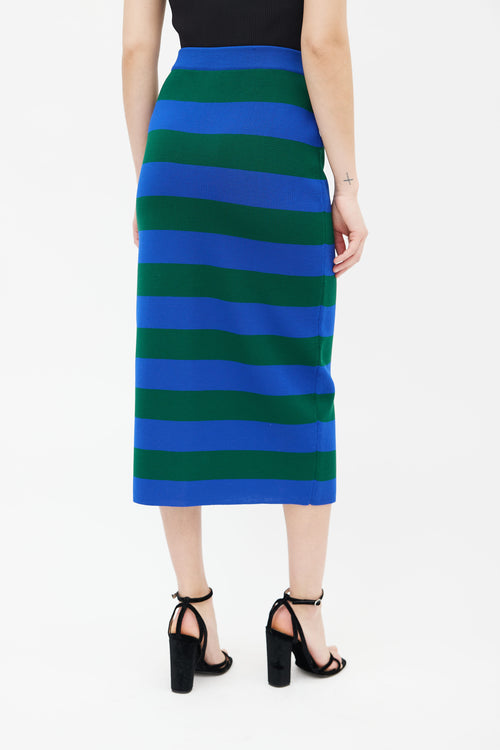 Joseph Blue & Green Knit Stripe Pencil Skirt