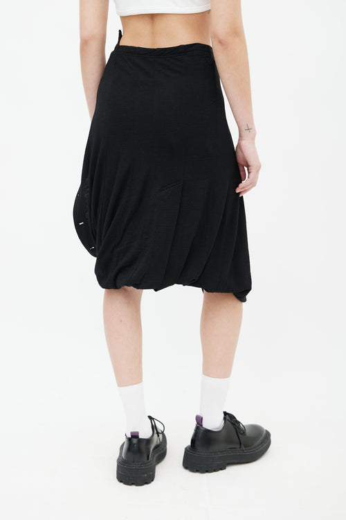 Junya Watanabe Black Asymmetric Bubble Hem Midi Skirt