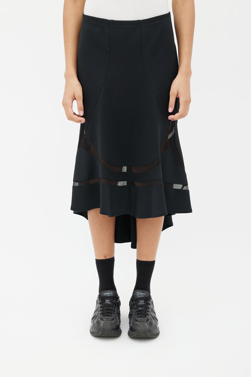 Junya Watanabe Black Hi-Low Flared Skirt