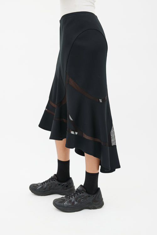 Junya Watanabe Black Hi-Low Flared Skirt