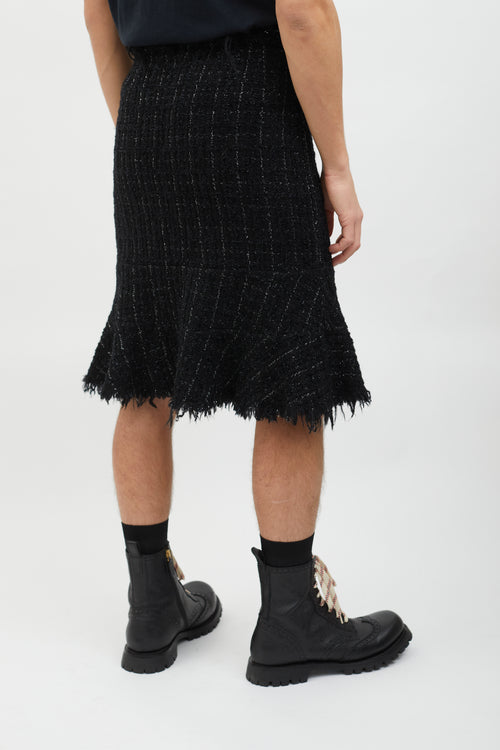 Junya Watanabe Black & Silver Wool Tweed Skirt