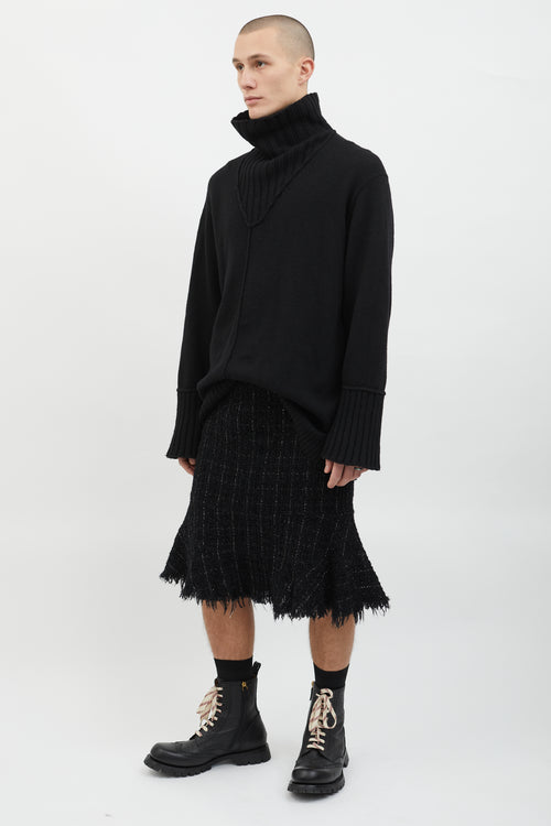 Junya Watanabe Black & Silver Wool Tweed Skirt