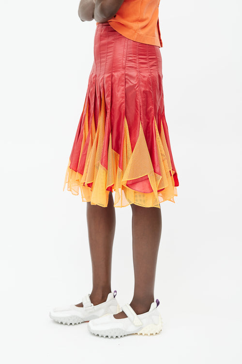 Junya Watanabe SS 2013 Red & Orange Panelled Skirt