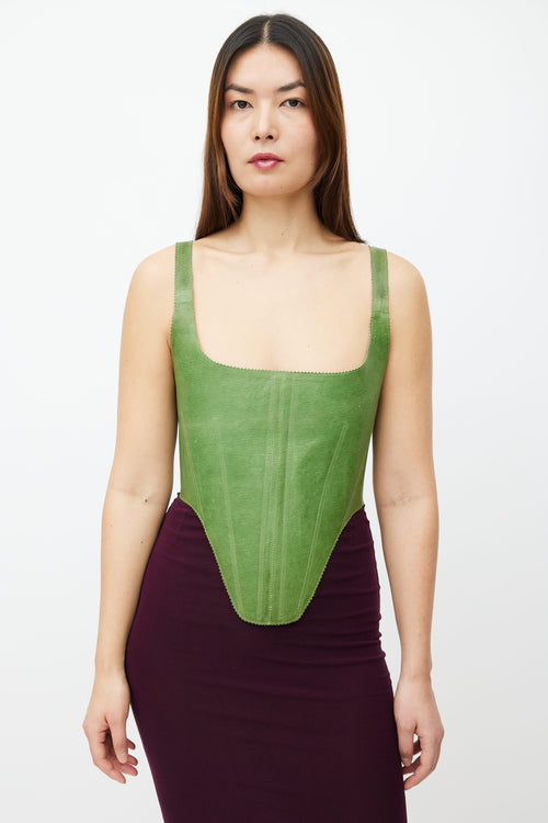 KNWLS Green Leather Bullet Corset