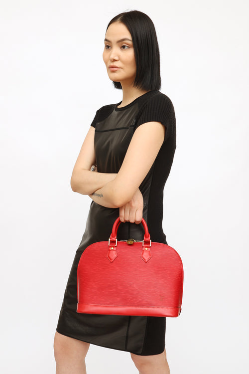 Louis Vuitton 1999 Red Epi Alma PM Handbag