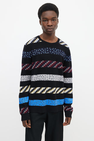 Kenzo Black & Multicolor Pattern Knit Sweater