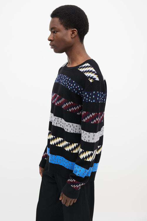 Kenzo Black & Multicolor Pattern Knit Sweater