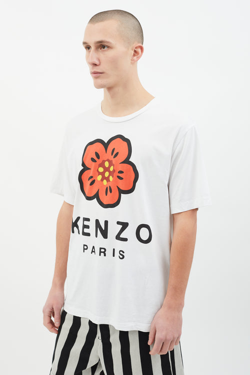 Kenzo White Flower Graphic Print T-Shirt