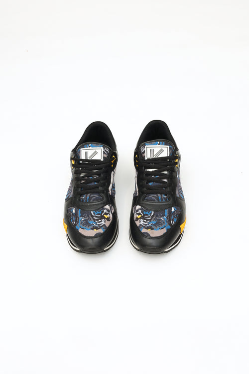 Kenzo Men's Blue and Black Pattern Sneaker
