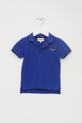 Kenzo Blue Cotton Pique Polo Shirt