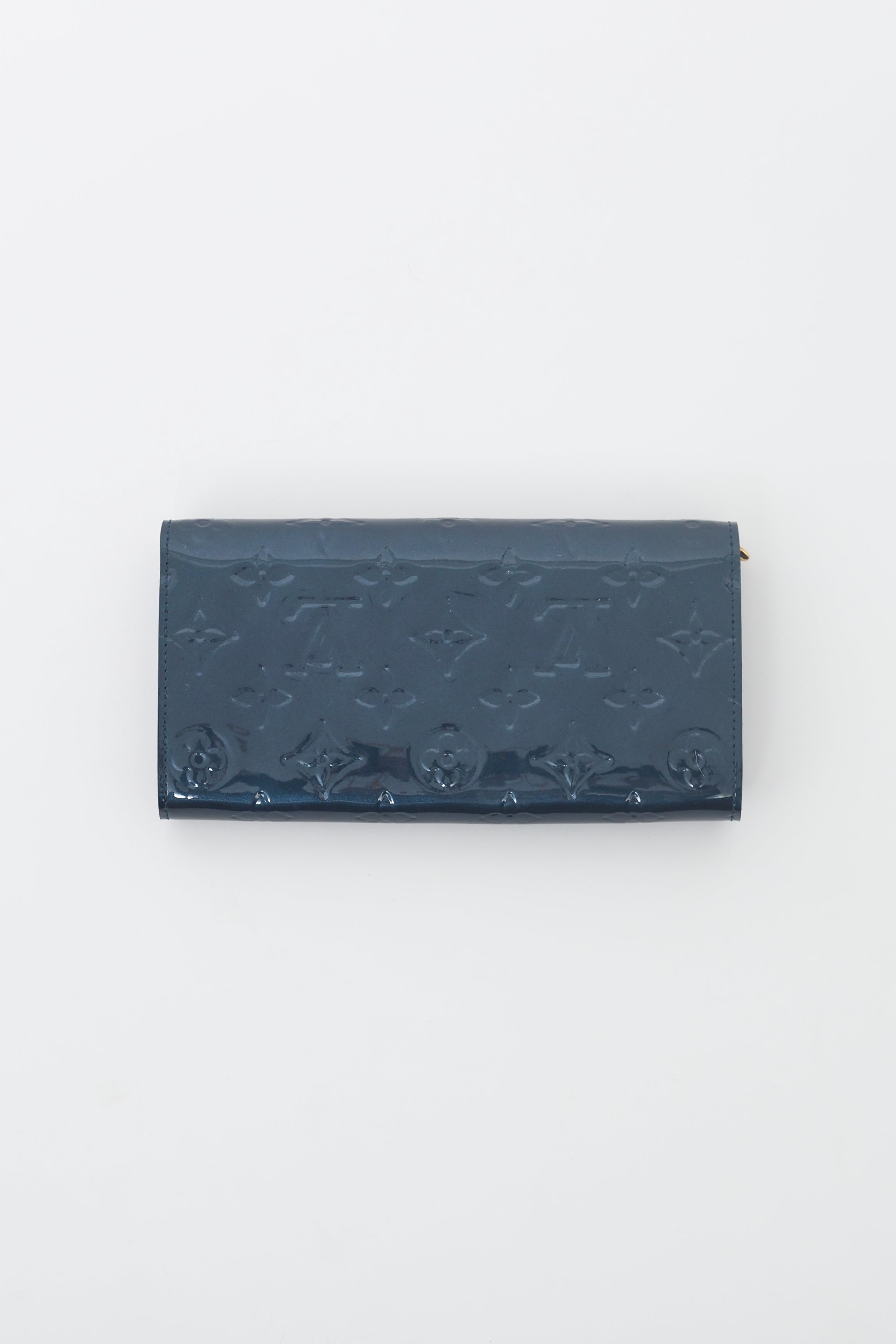 Louis Vuitton Blue Monogram Vernis Sarah Wallet - Depop
