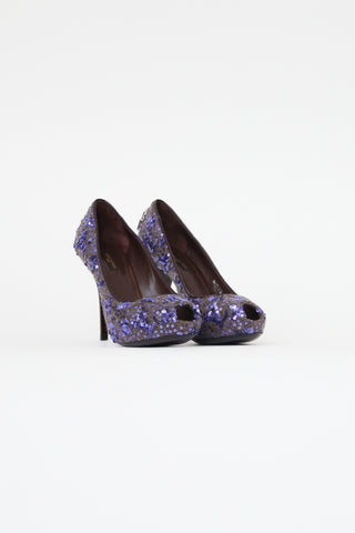 Louis Vuitton Purple & Grey Sequin "Oh Really" Pump
