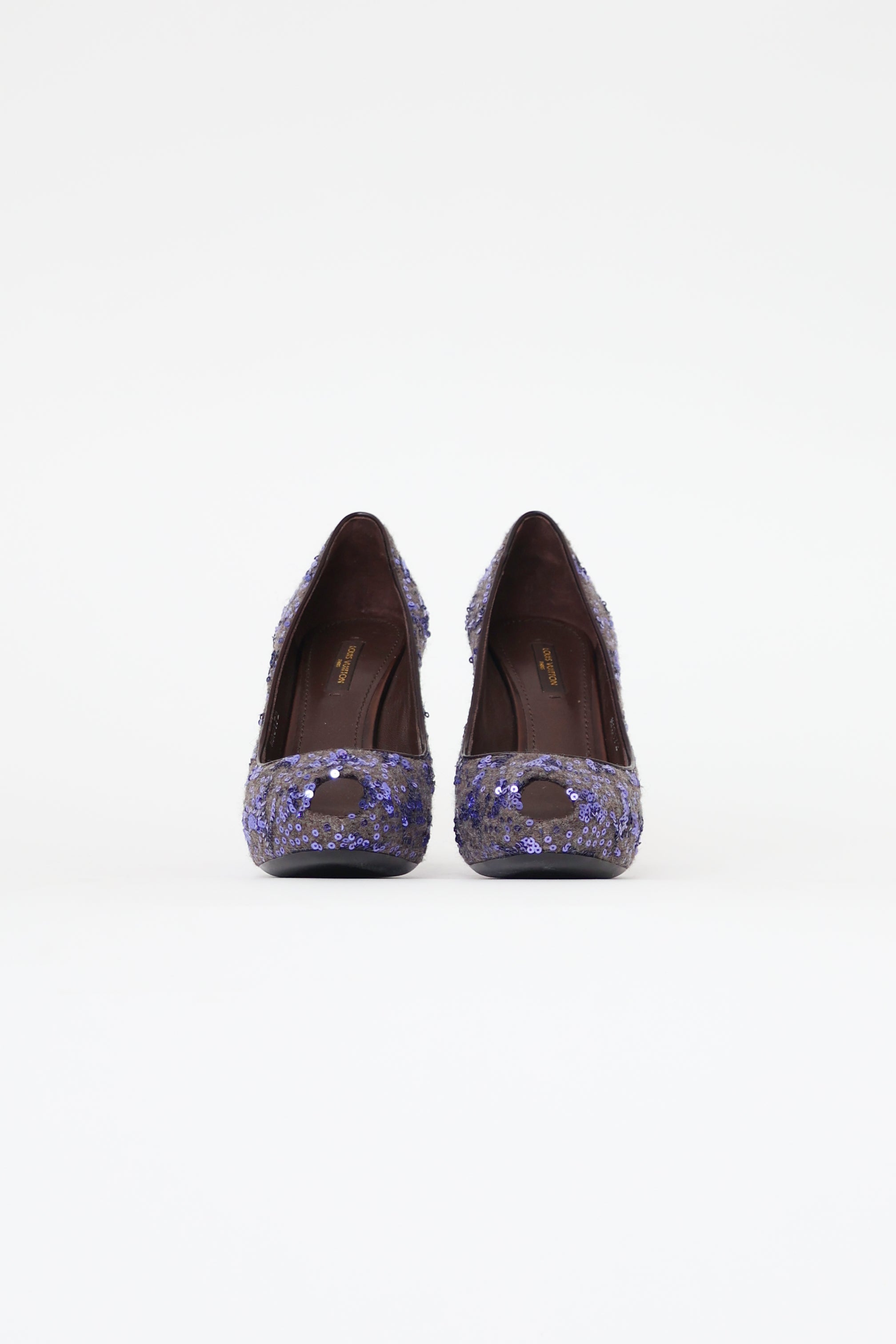 Louis Vuitton Oh Really Purple Sequins Glitter Lock Platform Peep