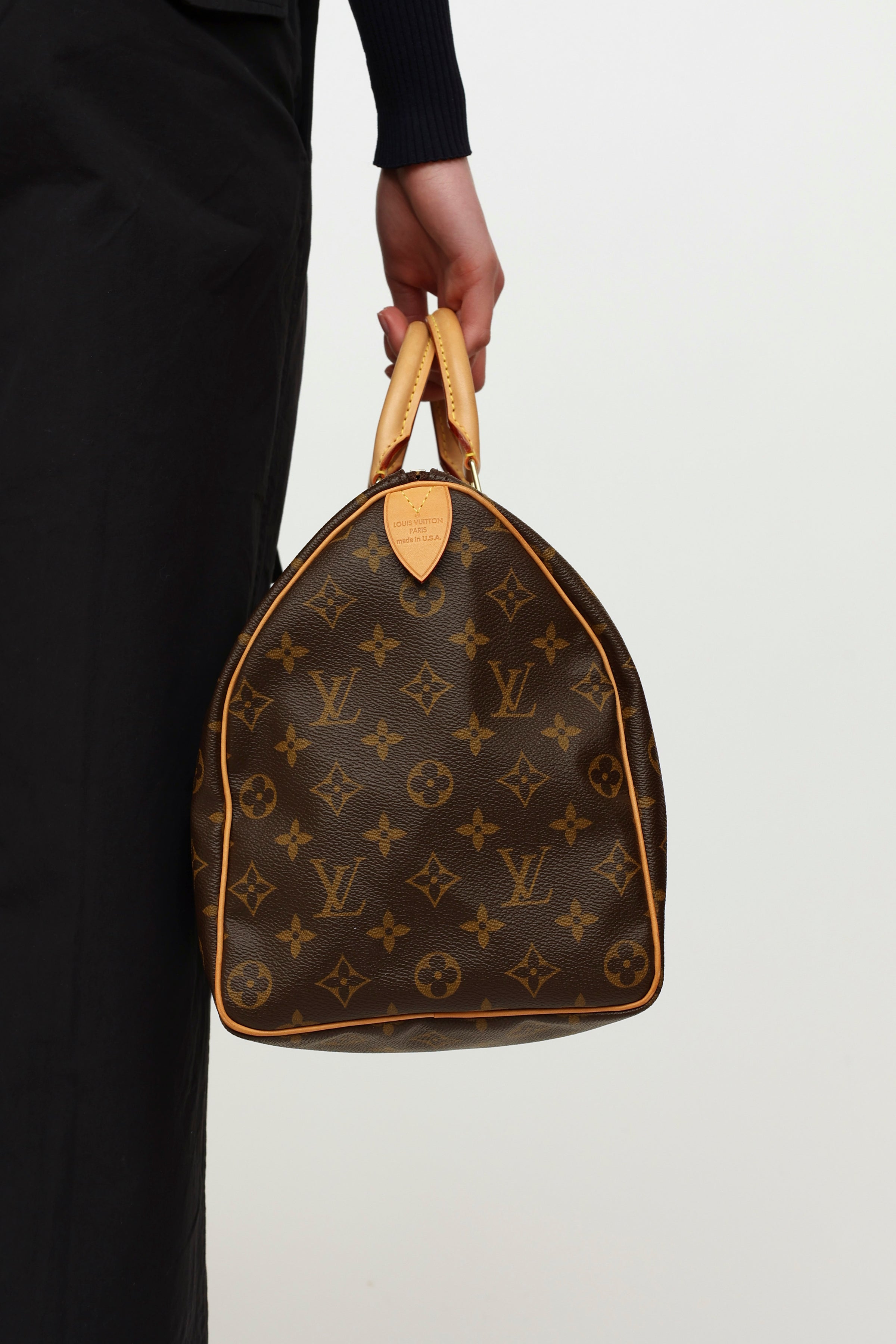 Louis Vuitton Monogram LV SPEEDY 35 Handbag Browns Canvas Bag - USA - GOOD