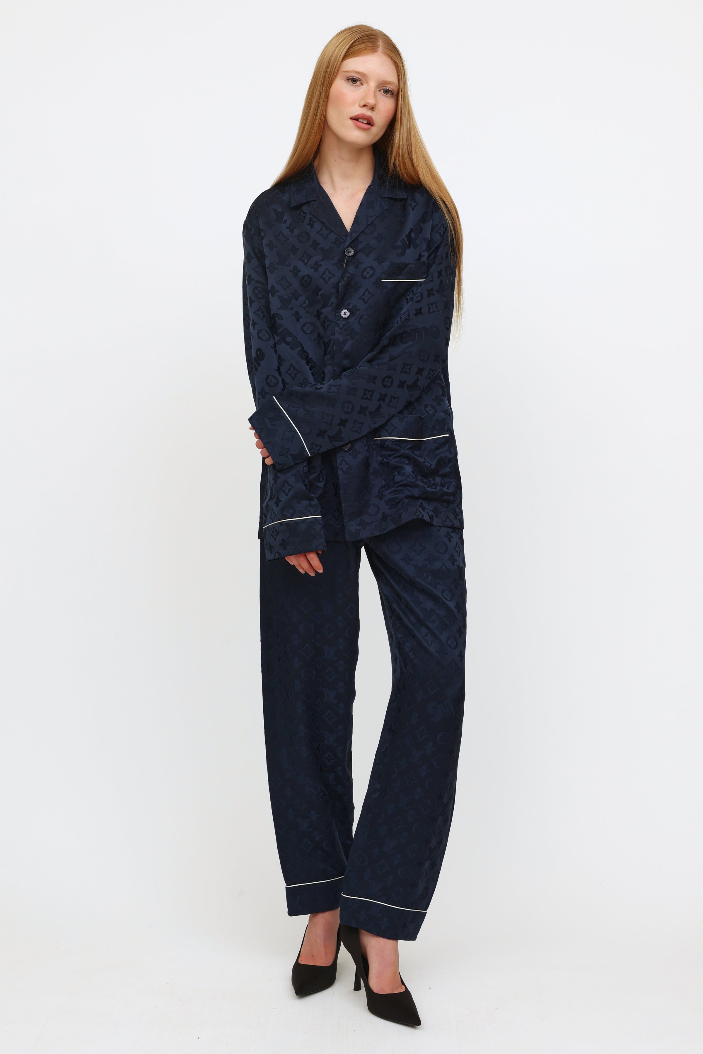 Louis Vuitton® Inverted Mahina Monogram Pajama Shirt Navy. Size 44 in 2023