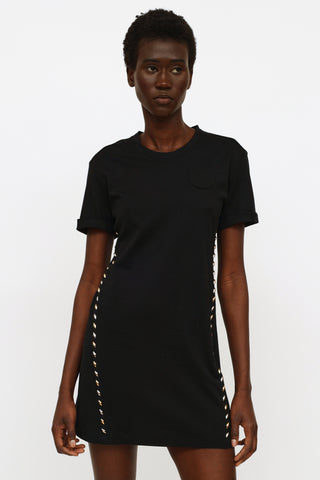 Louis Vuitton Black Embellished T-Shirt Dress