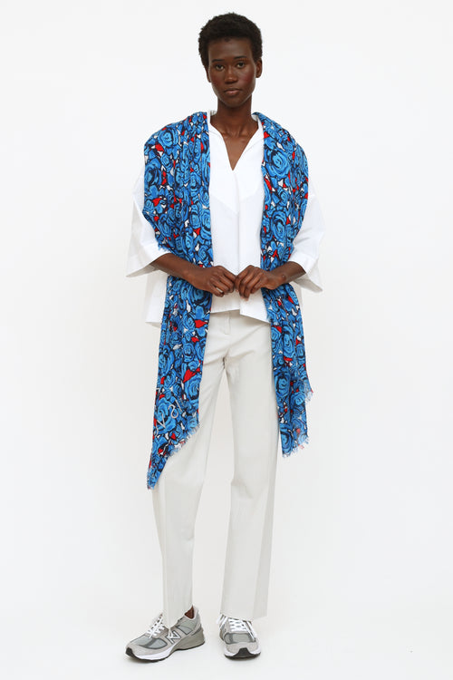 Louis Vuitton x Sprouse Blue & Red Scarf
