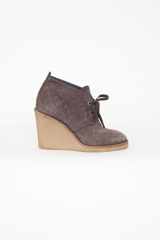 Louis Vuitton Grey Suede Wedge Boots