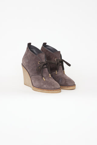Louis Vuitton Grey Suede Wedge Boots