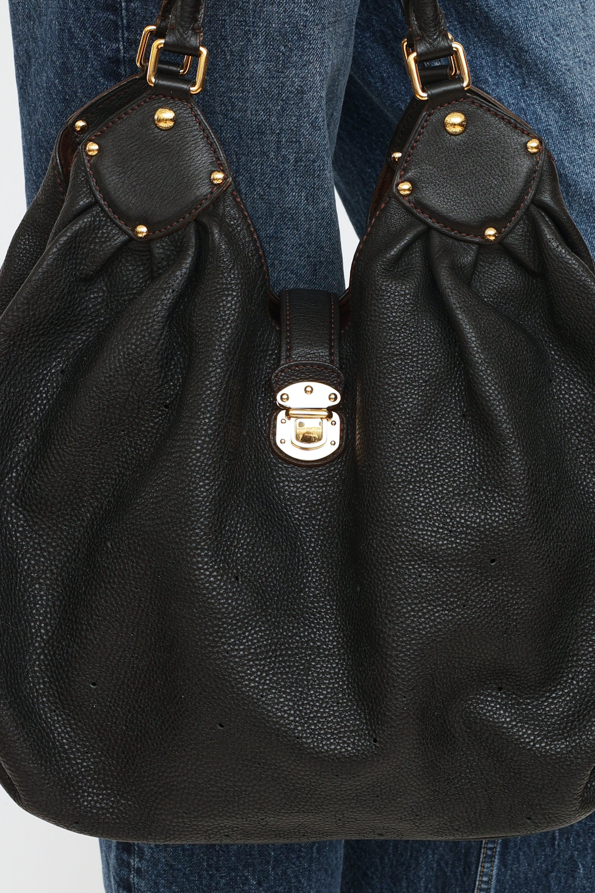 LOUIS VUITTON MONOGRAM Mahina Solar Black GM Shoulder bag Handbag #1 t  Rise-on