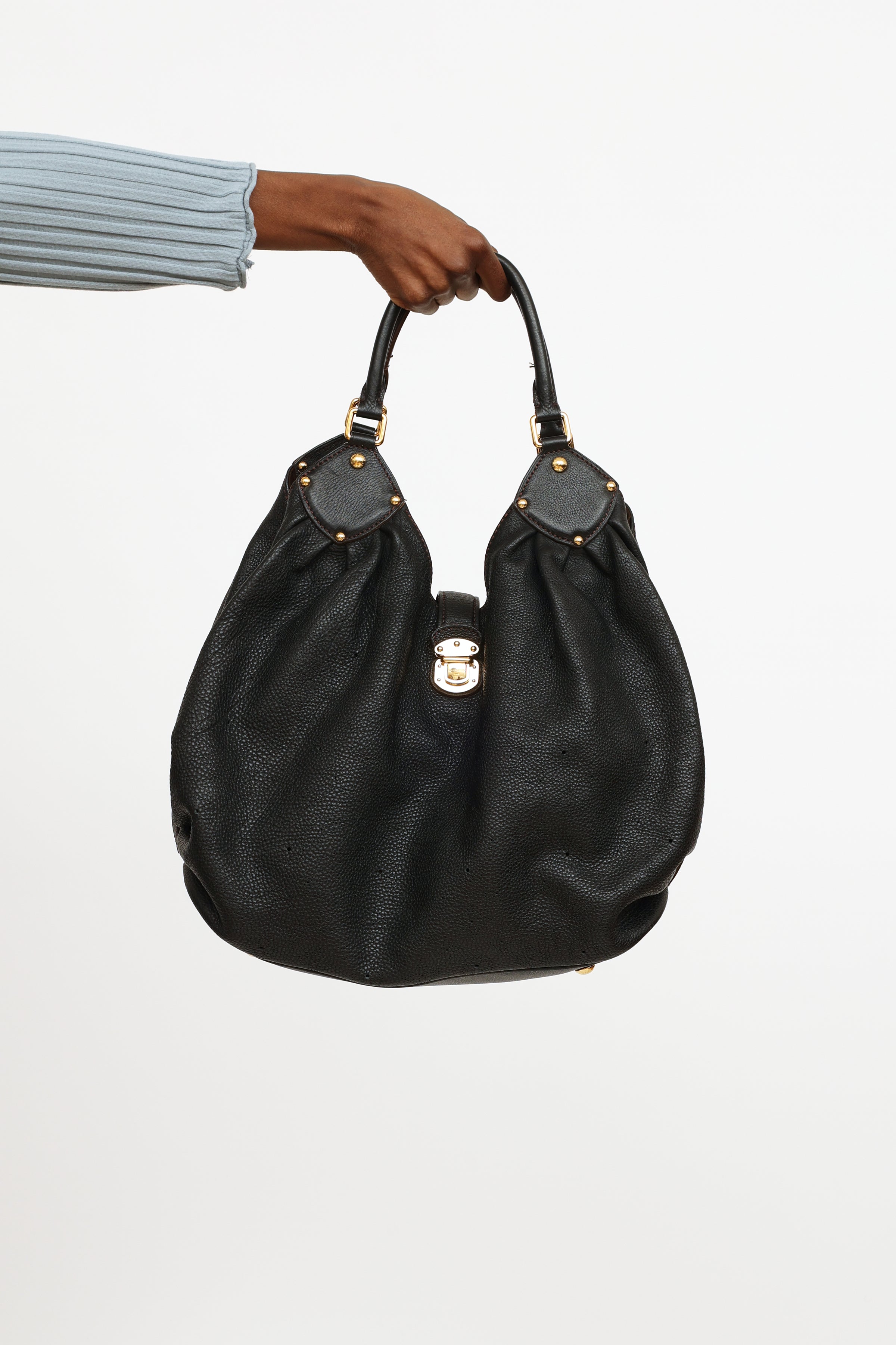 Louis Vuitton Louis Vuitton Black Mahina Leather Solar GM Bag For
