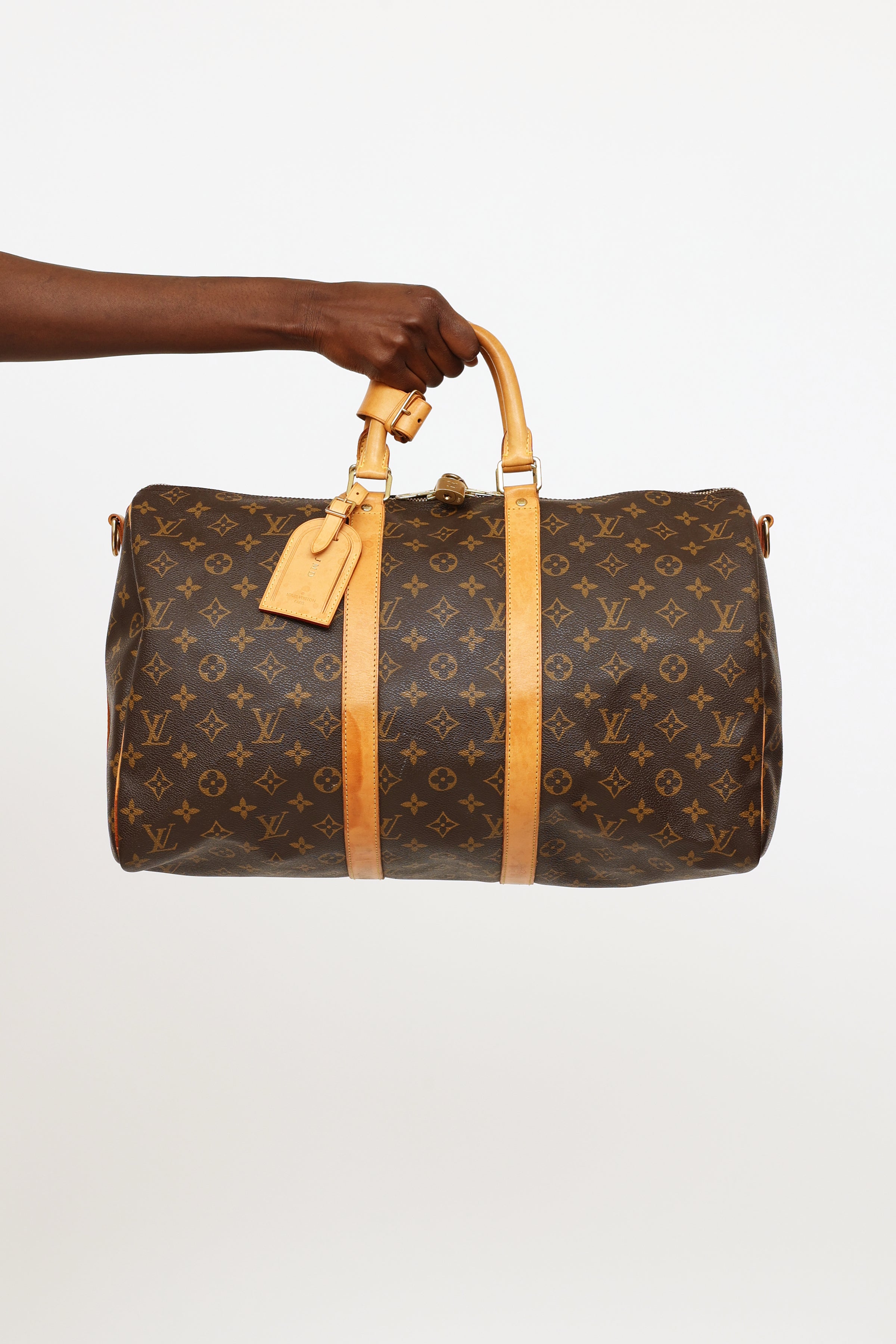 Louis+Vuitton+Keepall+Bandouliere+Duffle+45+Brown+Canvas for sale online