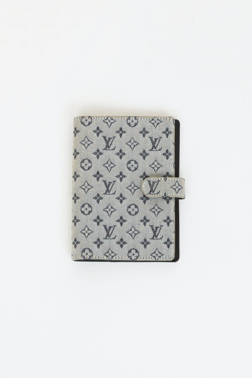 Louis Vuitton Blue Mini Lin Planner Wallet