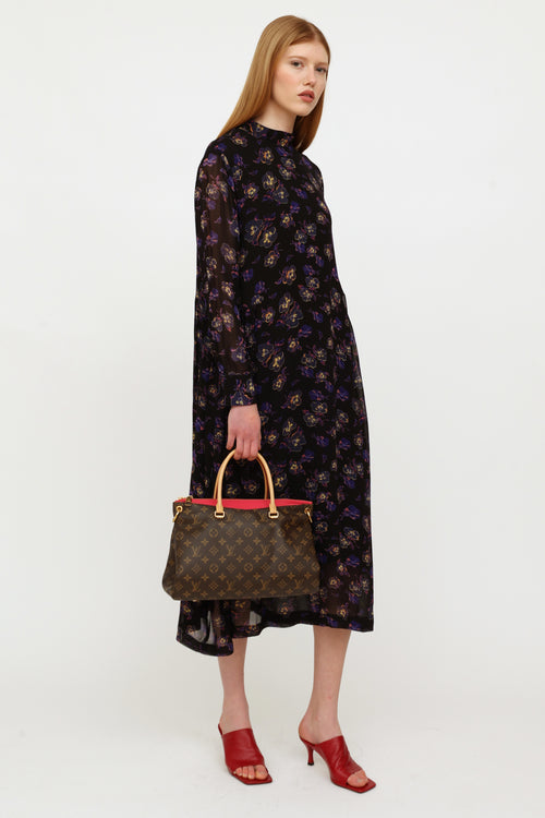 Louis Vuitton 2014 Brown Monogram and Pink Pallas MM Bag