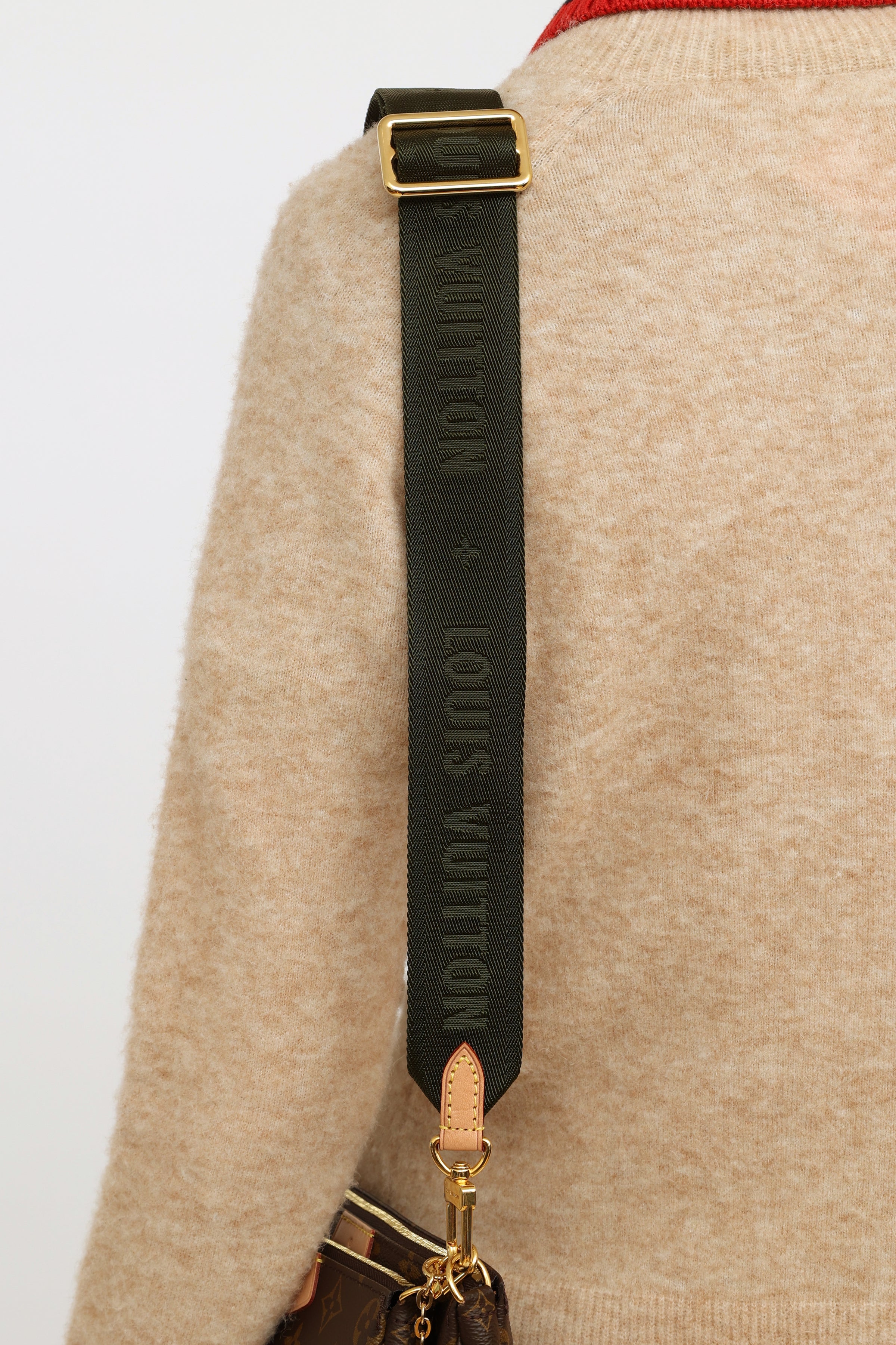 Louis Vuitton Multi Pochette, Monogram with Green Strap, Preowned in Box  WA001