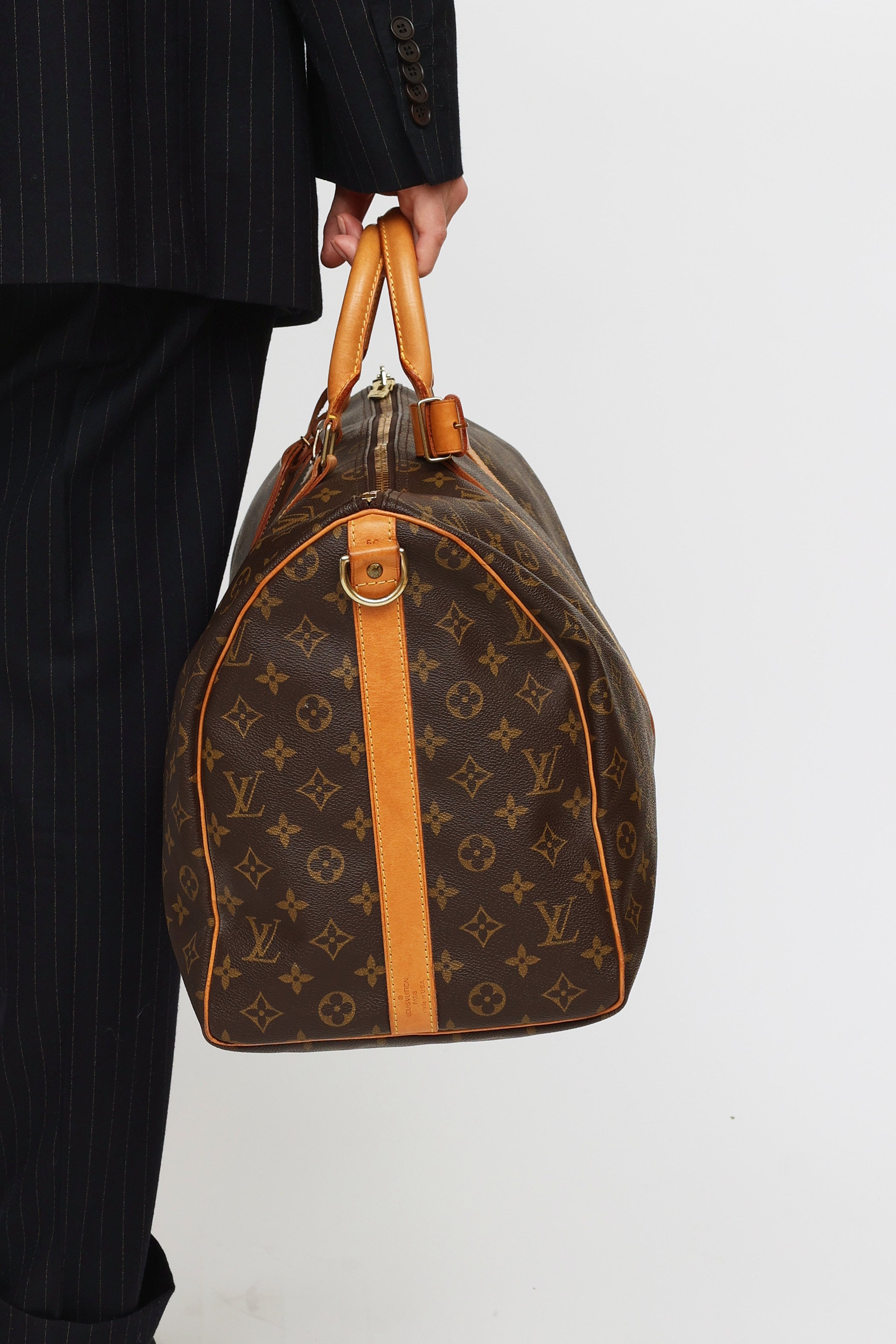 Louis Vuitton keepall 50 MONOGRAM STRAP Brown Leather ref.536992