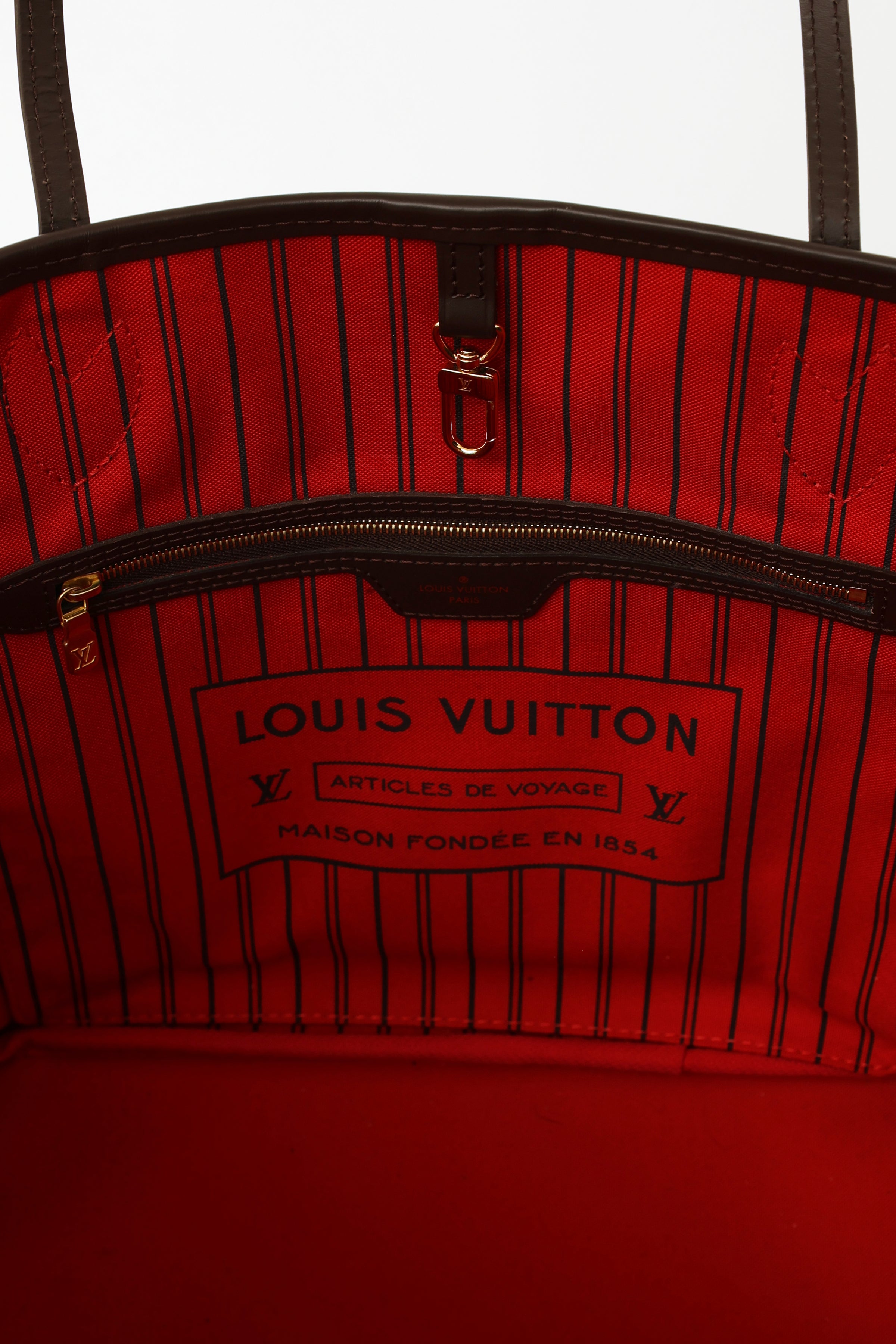 Louis Vuitton Neverfull Damier Ebene MM Cerise Lining - US