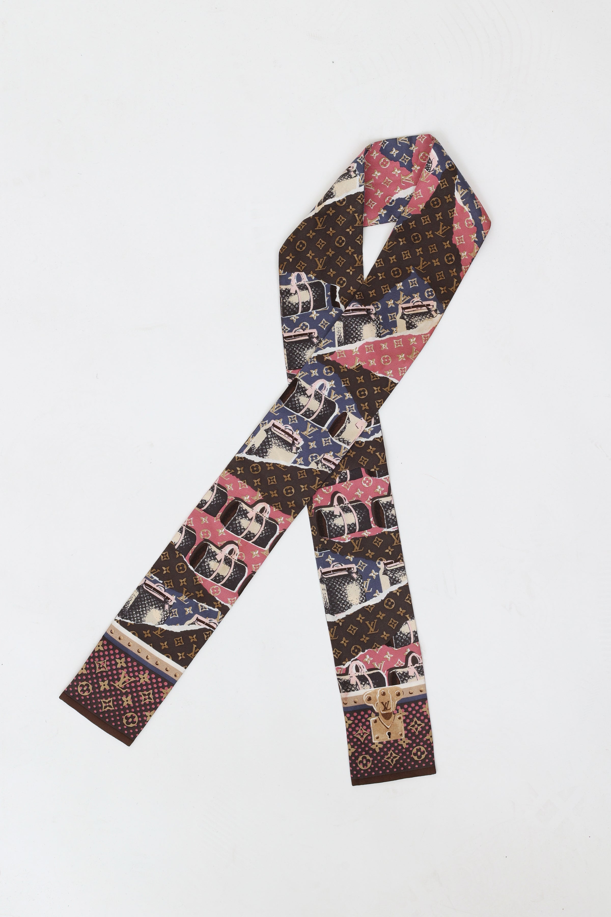 Louis Vuitton // Pink & Blue Keepall Bandeau Silk Scarf – VSP