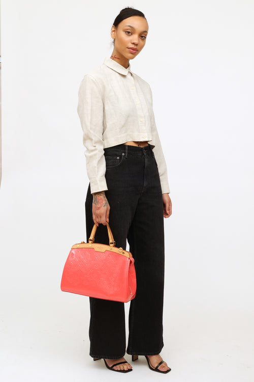 Louis Vuitton Rose Litchi Vernis Brea Bag