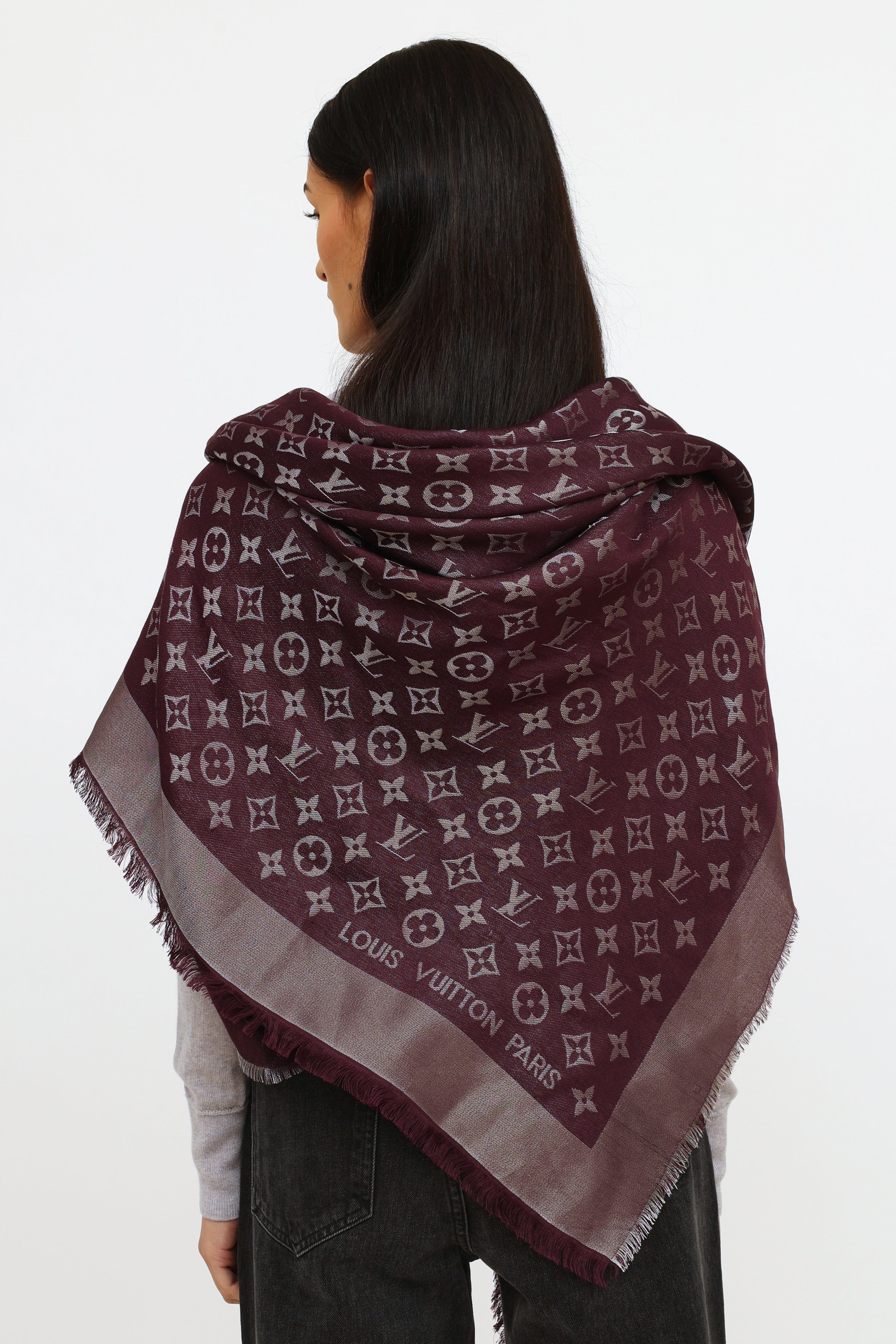 purple monogram shawl