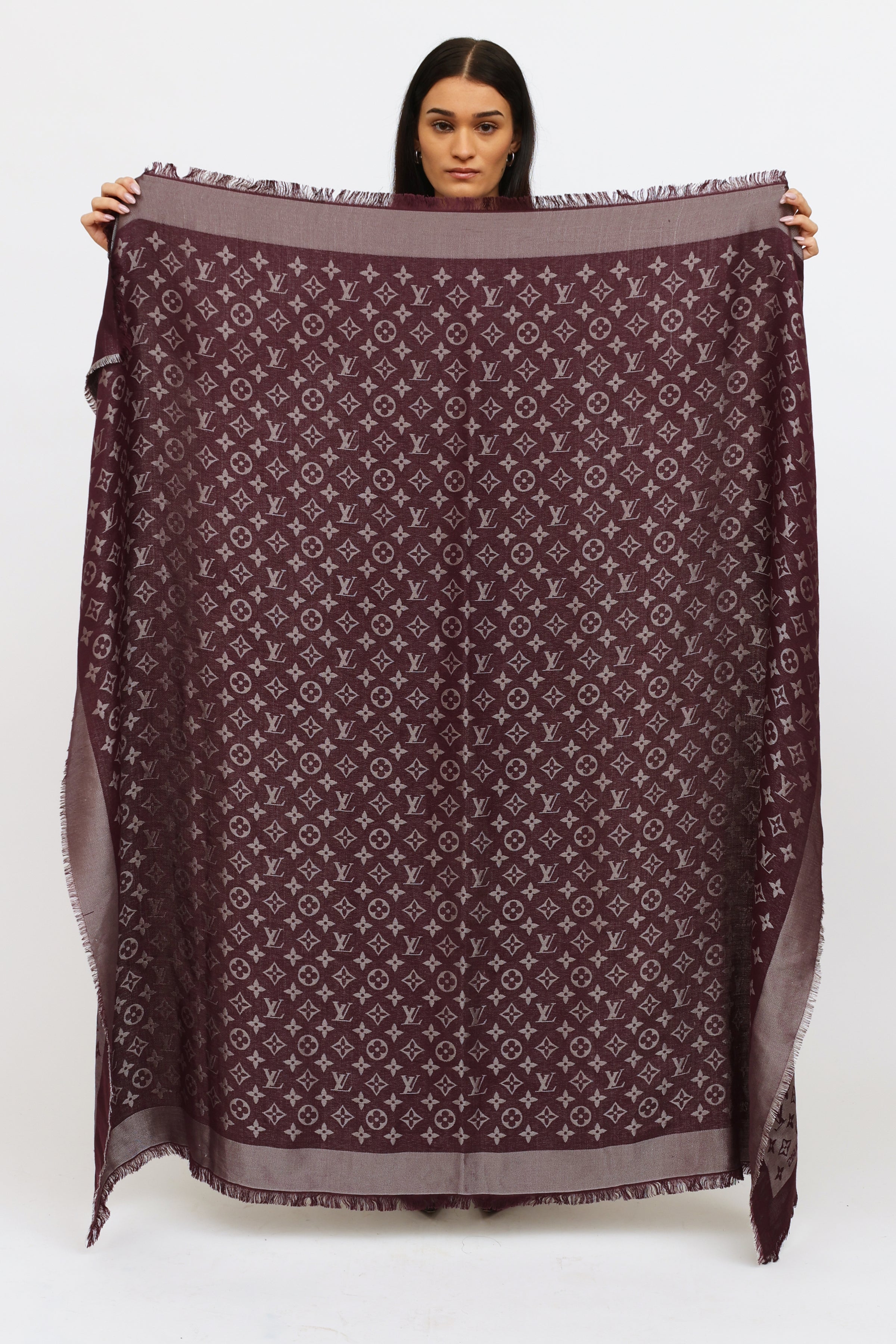 Louis Vuitton Pink/Purple Monogram Silk/Wool Shine Shawl Scarf